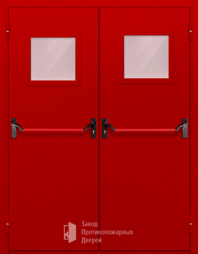 Фото двери «Двупольная со стеклопакетом и антипаникой (красная)» в Обнинску