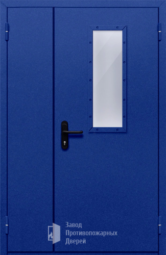 Фото двери «Полуторная со стеклом (синяя)» в Обнинску
