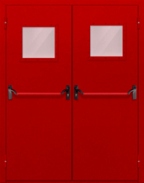 Фото двери «Двупольная со стеклопакетом и антипаникой (красная)» в Обнинску