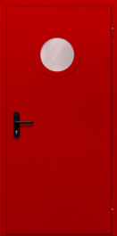 Фото двери «Однопольная с круглым стеклом (красная)» в Обнинску