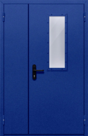 Фото двери «Полуторная со стеклом (синяя)» в Обнинску