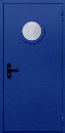Фото двери «Однопольная с круглым стеклом (синяя)» в Обнинску