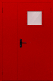Фото двери «Полуторная со стеклопакетом (красная)» в Обнинску