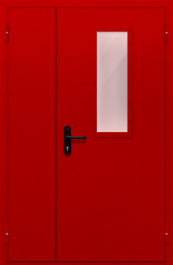 Фото двери «Полуторная со стеклом (красная)» в Обнинску