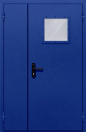 Фото двери «Полуторная со стеклопакетом (синяя)» в Обнинску